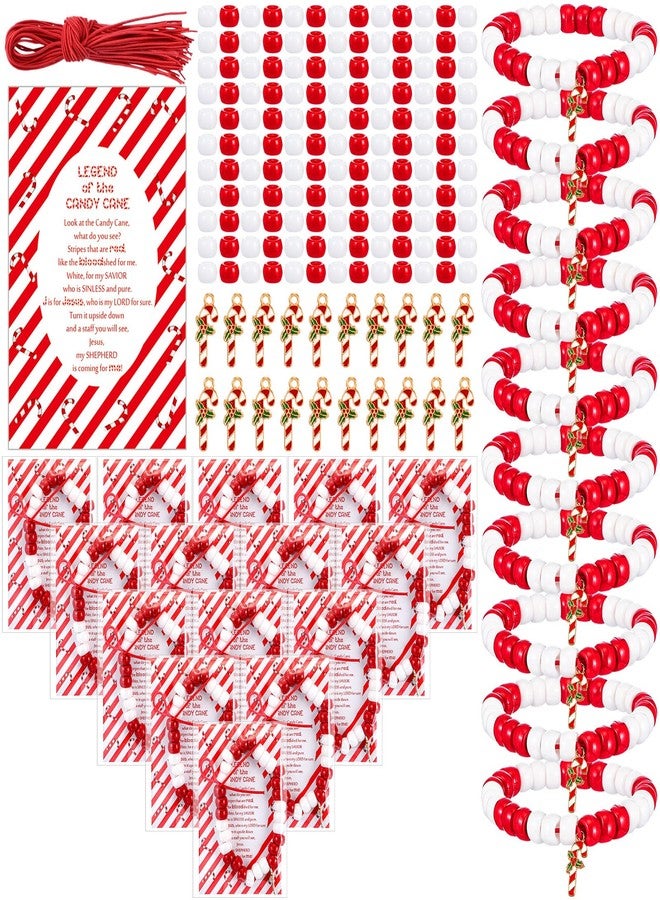 Ferreve 20 Set Christian Christmas Crafts Bulk DIY the Legend of the Candy Cane Crafts for Bracelets Religious Candy Cane Story Gifts for Xmas Stocking Suffer Sunday School Party Favor (Classic Style) - Image 1